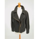 A black biker style lambswool and cashmere cardigan by Pure, label size XL.
