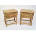 A pair of good French limed oak bedside tables by Christian Pingeon, height 61cm, width 56cm.