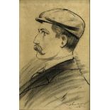 Early 20th century, possibly Continental School Profile Portrait of a Gentleman Charcoal