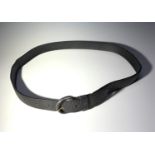 A 1" black leather belt by Mulberry, size 32/80. (Dimensions: 30)