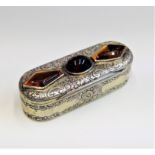 A finely chased silver-gilt snuff box- possibly Scottish set with amethyst and citrine 72mm