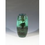 A late 19th century Rookwood Pottery (America) green glazed vase with sailing ship decoration by