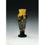 A Galle style etched overlay vase inscribed with 'Galle' and 'Tip'. Height 21cm.