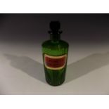 A late 19th/early 20th century green glass poison bottle, bearing label 'LIN:METH:SALICY:CO:(B.P.C.