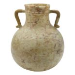 An Egyptian large alabaster vase, possibly ancient and unusually large, the ribbed neck with