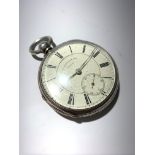 A Thomas Russell key wind open face silver pocket watch no.76770 Chester 1880