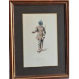 After M. Sands A set of three coloured prints from la Commedia dell'Arte depicting 'Arlechino'