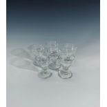 A suite of Georgian style table glass with ogee bowls, comprising four sets of six glasses,