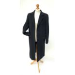 A long single breasted black wool coat by Max Mara, approximate size 14.