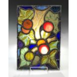 A 19th century leaded stained glass panel depicting fruiting branches. 37.5cm x 25.5cm.Condition