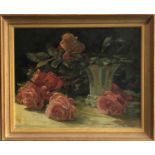 Harold FRECKLETON (1890-1979) Still Life of Roses Oil on board 39 x 49cmCondition report: No obvious