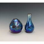 A Siddy Langley art glass lustre vase of globular form, signed and dated 2002 to base, height 9.5cm,