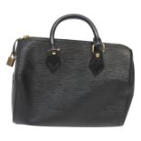 A Louis Vuitton black Alma Epi handbag, monogram to each side, canvas lined interior, LV stamped