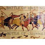 A Guinness advertising poster, illustrated with a humorous pastiche of the Bayeux Tapestry,