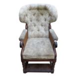 A Victorian adjustable armchair, height 107cm, width 69cm.