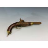 A mid 19th century Belgian percussion pistol, signed ' Beuret Freres Liege' with walnut stock, steel