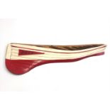 A painted wood half boat model 'Dove'. Length 48.5cm.