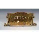 An enamelled bronze 'Letters for Post' sign by Gibbons of Wolverhampton. 14cm x 33.5cm.