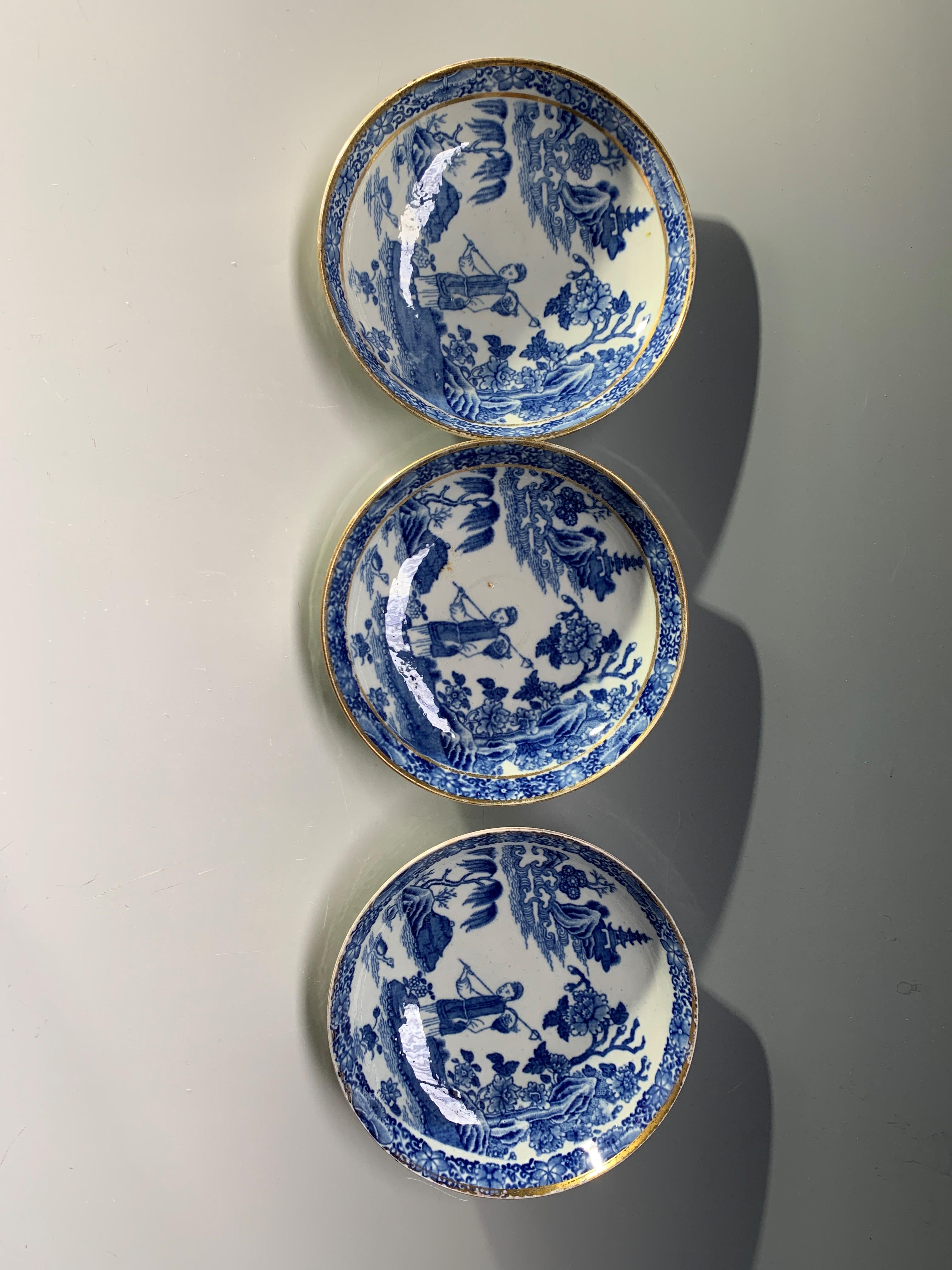 Three Chinese porcelain famille verte tea bowls and three blue and white saucer dishes.Condition - Image 2 of 8