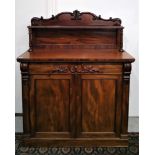 A Victorian mahogany chiffonier, height 141cm, width 112cm, depth 51 cm.