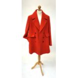 A vermilion red Marks & Spencer collection lined wool coat, approximate size 18.