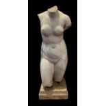 An Italian Grand Tour marble torso, after the antique, the female form mounted on a rectangular