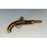 An early 19th century French flintlock service pistol inscribed 'Charleville', with walnut stock and