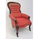 A Victorian mahogany gentleman's armchair.Condition report: Chair feels solid. Springs are good.