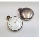 Two silver cased verge pocket watches, one by William Hough Portsmouth with fusee movement.