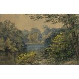 English School, late19th/early 20th Century Lake Landscape Watercolour 15 x 23cm