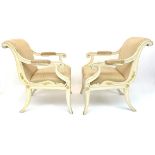Georges Geffroy. A pair of cream painted directoire chairs from the 59-metre super yacht Gaviota