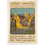 A French WWI period poster, 'Credit National Pour Faciliter La Reparation Des Dommages Causes Par La