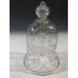An 18th century glass bell, inscribed 'John Patterson A Present from Gateshead' and engraved with