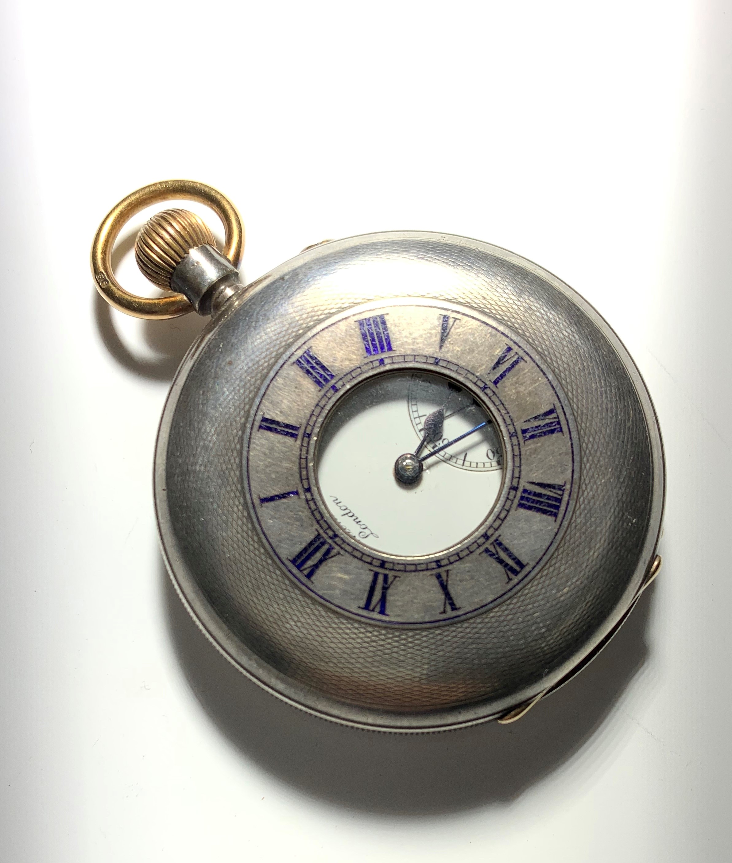 A gold and silver keyless pocket watch by Benson, 'The Field', in engine turned half hunter case - Image 2 of 5