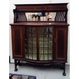 An Art Nouveau inlaid mahogany display cabinet, in the manner of Shapland and Petter, the mirror