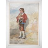 English School, 19th Century Pyrenean Mountain Boy Watercolour Signed with initials T.W.T. and dated