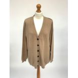 A camel coloured Scottish cashmere cardigan by Brora, label size 14-16.