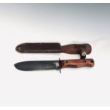 A small military machete, the blade stamped 270/2360 with broad arrow mark, 32cm, with leather