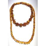 Two amber necklaces 101gm