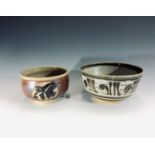 A Katie Horsman (1911-1998) stoneware bowl with wax resist and iron brushwork decoration, circa