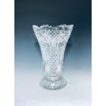 A large cut glass vase. Height 31cm.