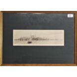 William Lionel WYLLIE (1851-1931) Port scene Etching Signed in pencil 11 x 34.5cm