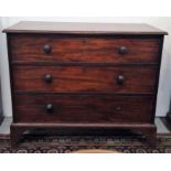 A George III mahogany chest of drawers, with three long drawers, on bracket feet. height 91cm, width