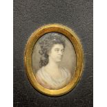 A fine 18th century miniature of young woman. Hair panel verso.Condition report: Glazed, presumed on