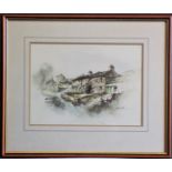 John SIBSON (British, 20th Century) 'Yorkshire Cottages' Watercolour Signed 25 x 35cm