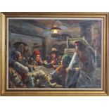 Marsden PROPHET (1933-1993) Sailors Gambling in a Tavern Interior Oil on board Signed 44 x 59.5cm