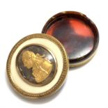 An 18th century European ivory snuff box mounted with gold beaded borders and tortoiseshell lined,
