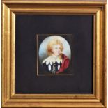 English School, 19th Century Portrait Miniature of a Gentleman with a Lace Collar and Wearing a