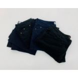 Four pairs of jeans style trousers by Pure, three velvet and one cotton, approximate size 16.