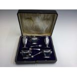 An Art Nouveau five piece cruet with spoons Birmingham 1915 Cased